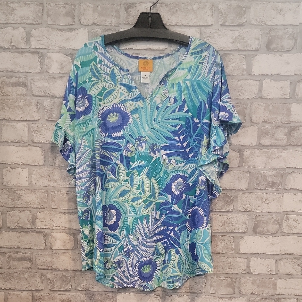 Ruby Rd. Bali Blue NWT Tops 1X